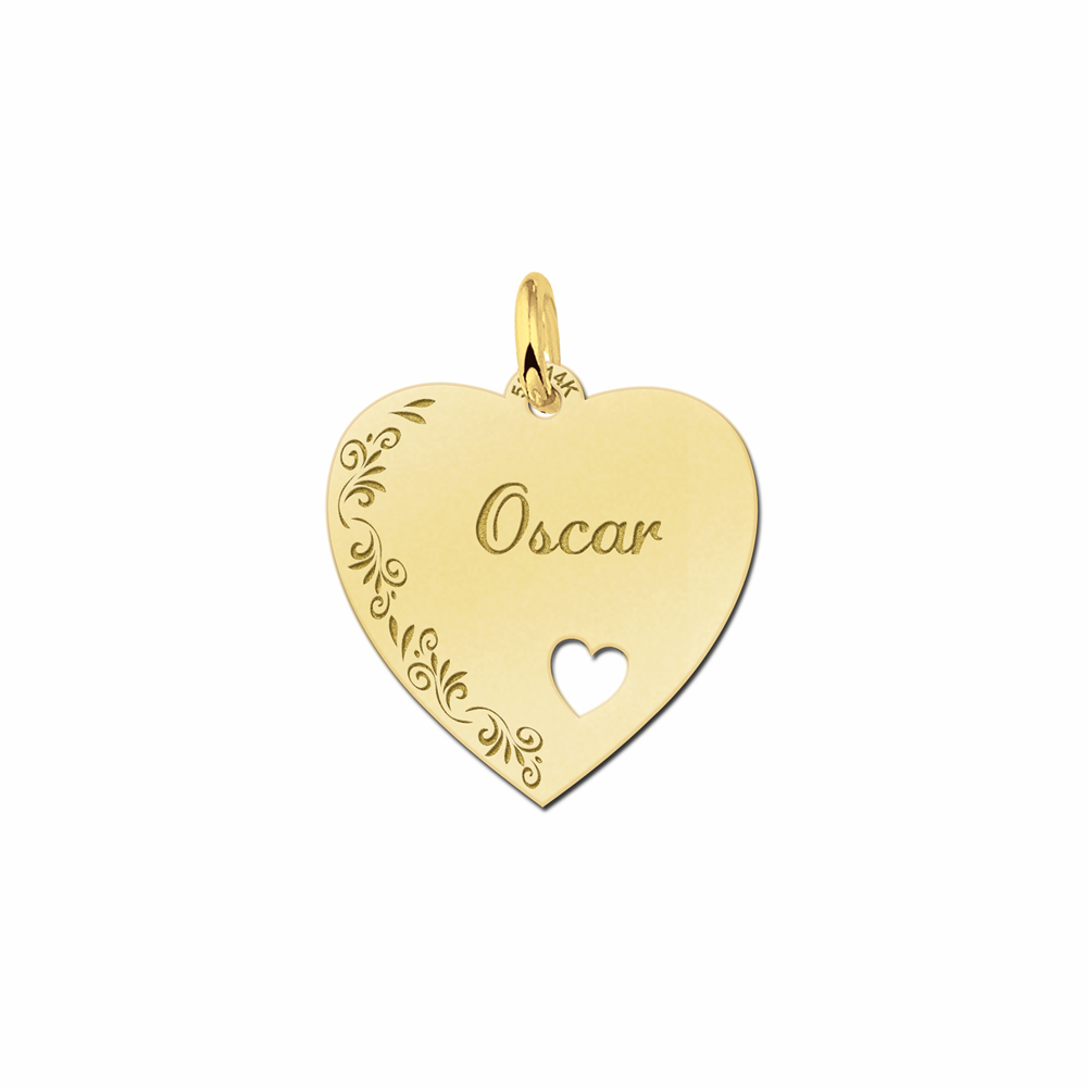 Hartje goud met bloemrand
