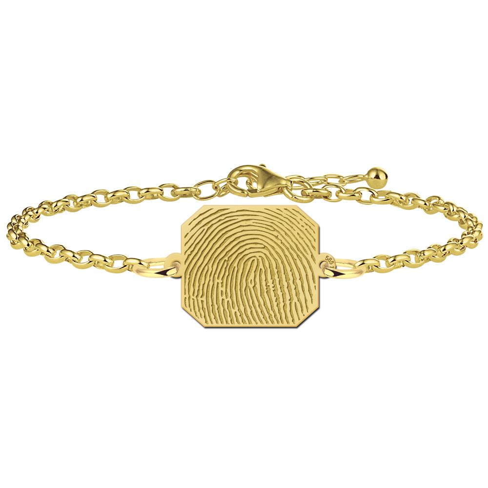 Gouden vingerafdruk armband met rechthoek