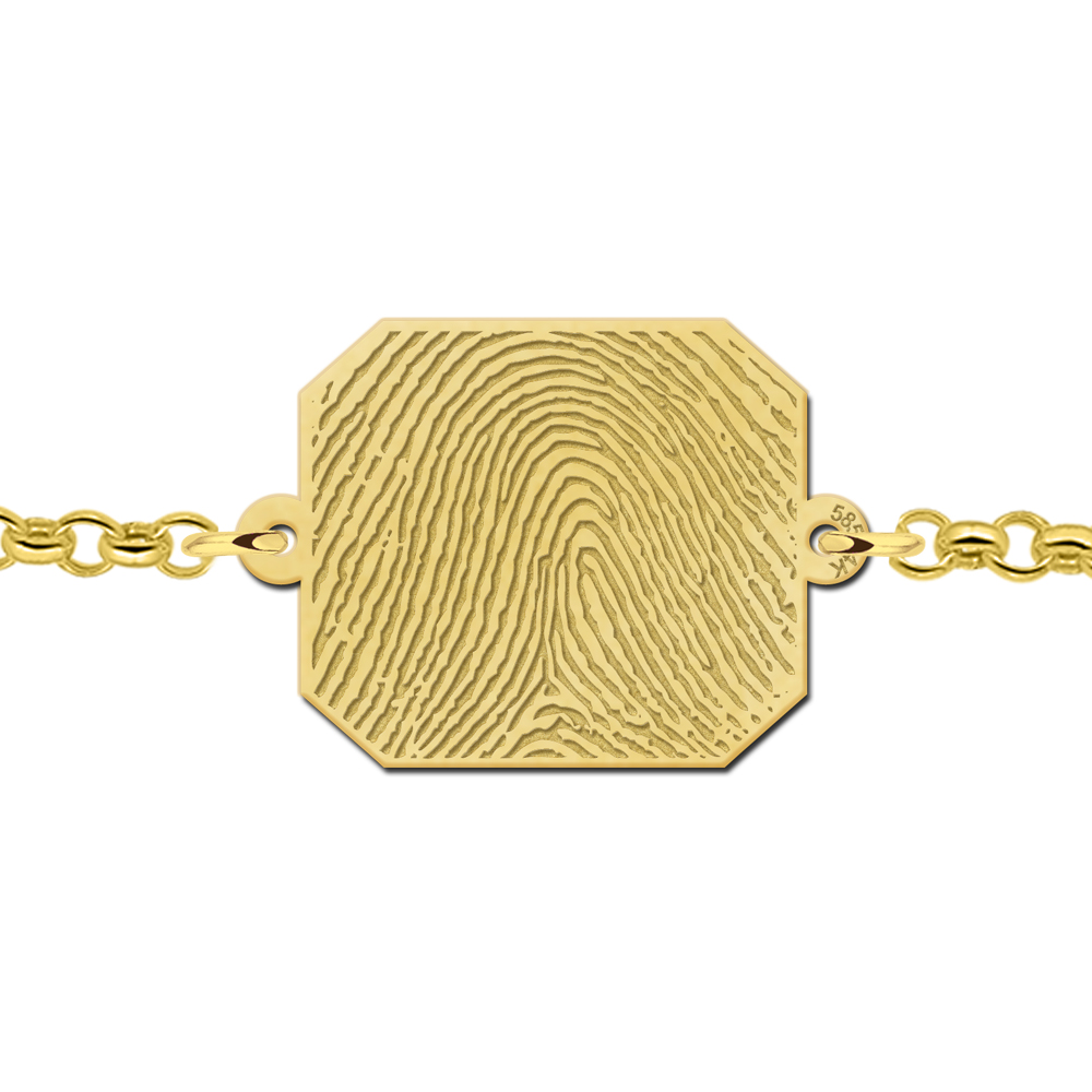 Gouden vingerafdruk armband met rechthoek