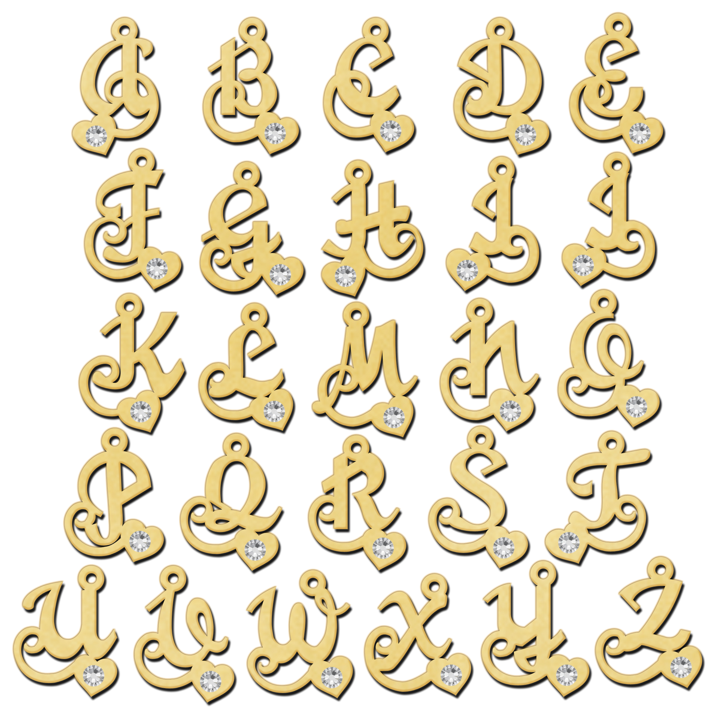Gouden letter hanger krul zirkonia