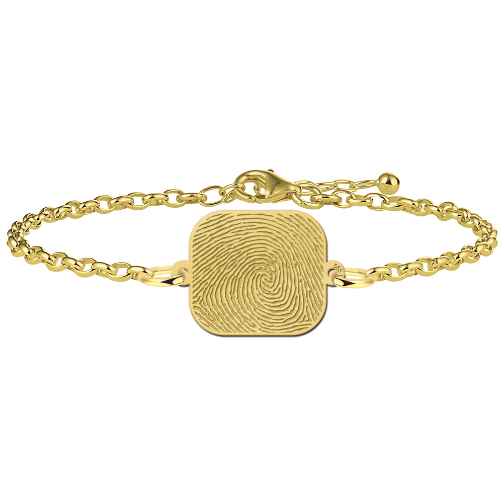 Gouden armband vingerafdruk met rechthoek