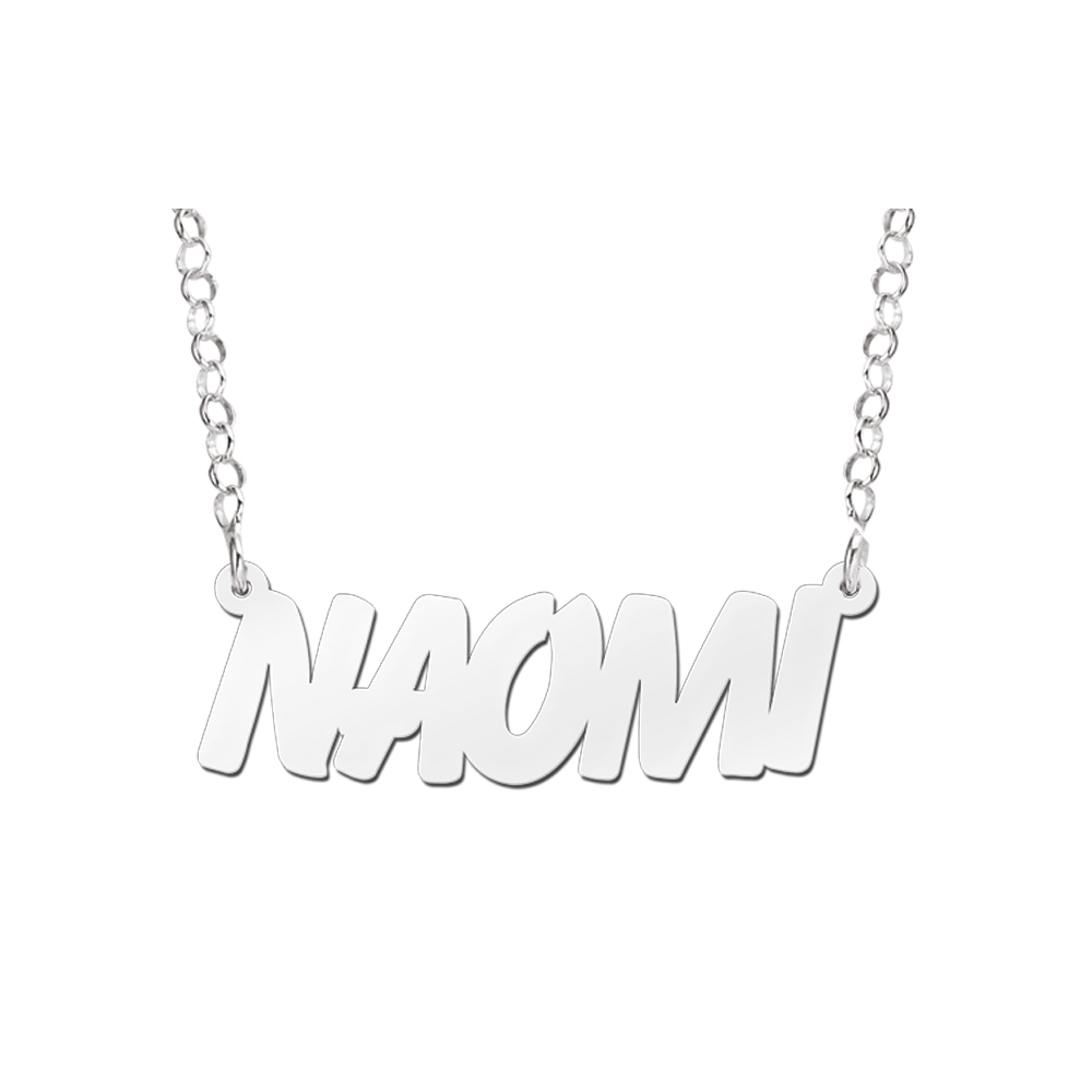Zilveren naamketting model Naomi
