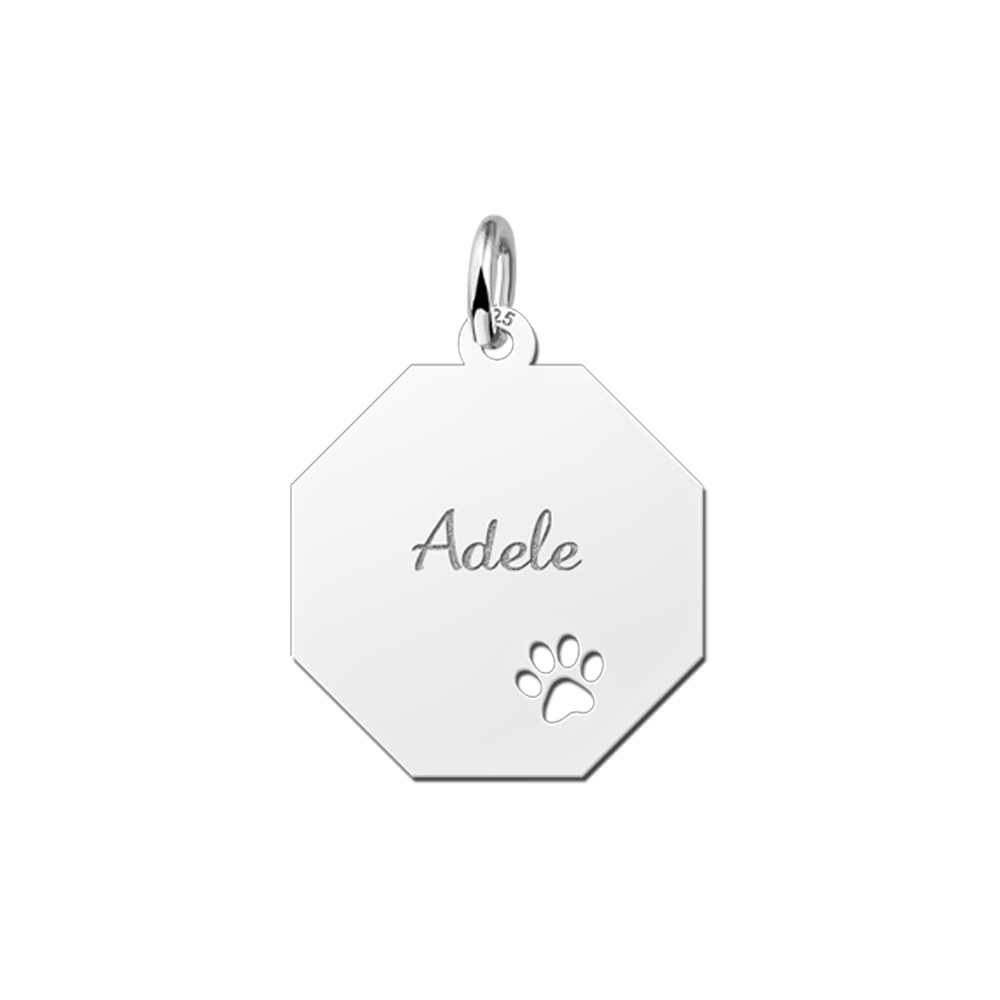 Graveerplaat van zilver met schattig pootje Graveerplaat van zilver met schattig pootje