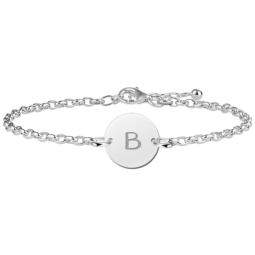 Zilveren armband met letter rond