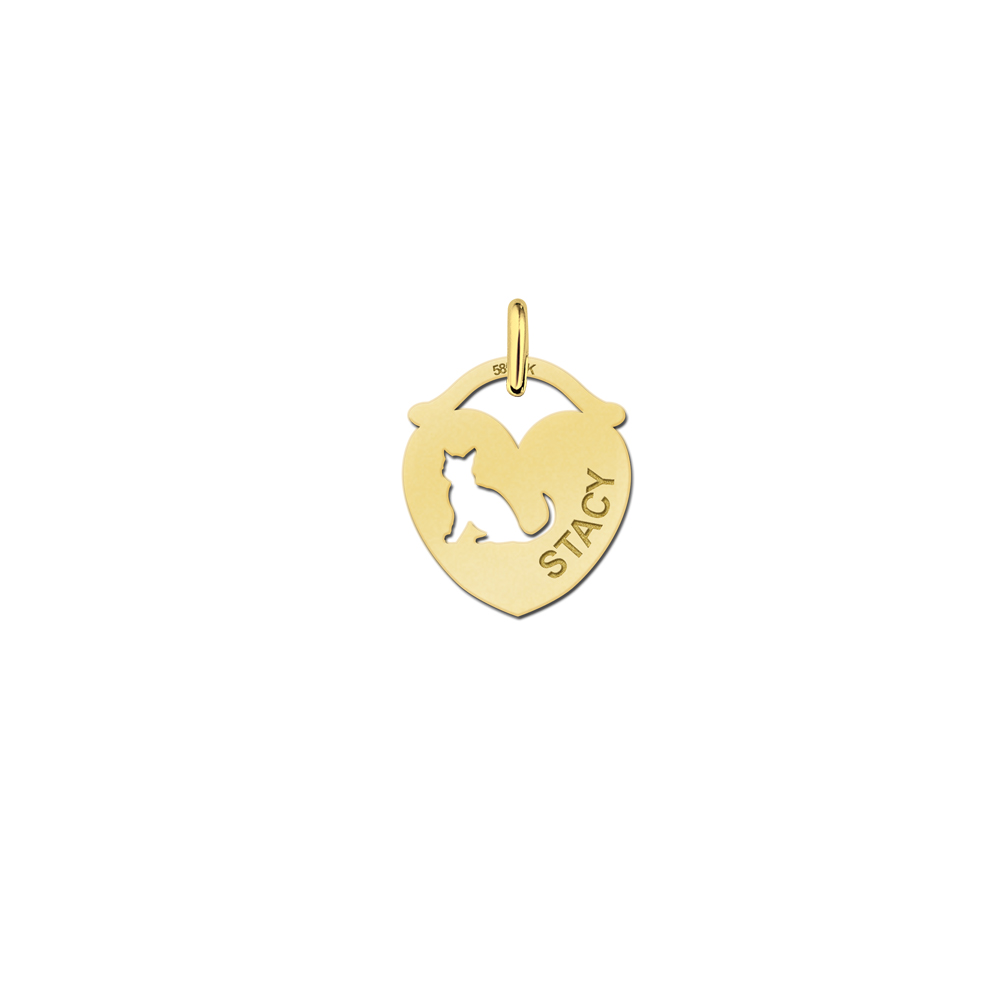 Gouden dieren hart hanger poes