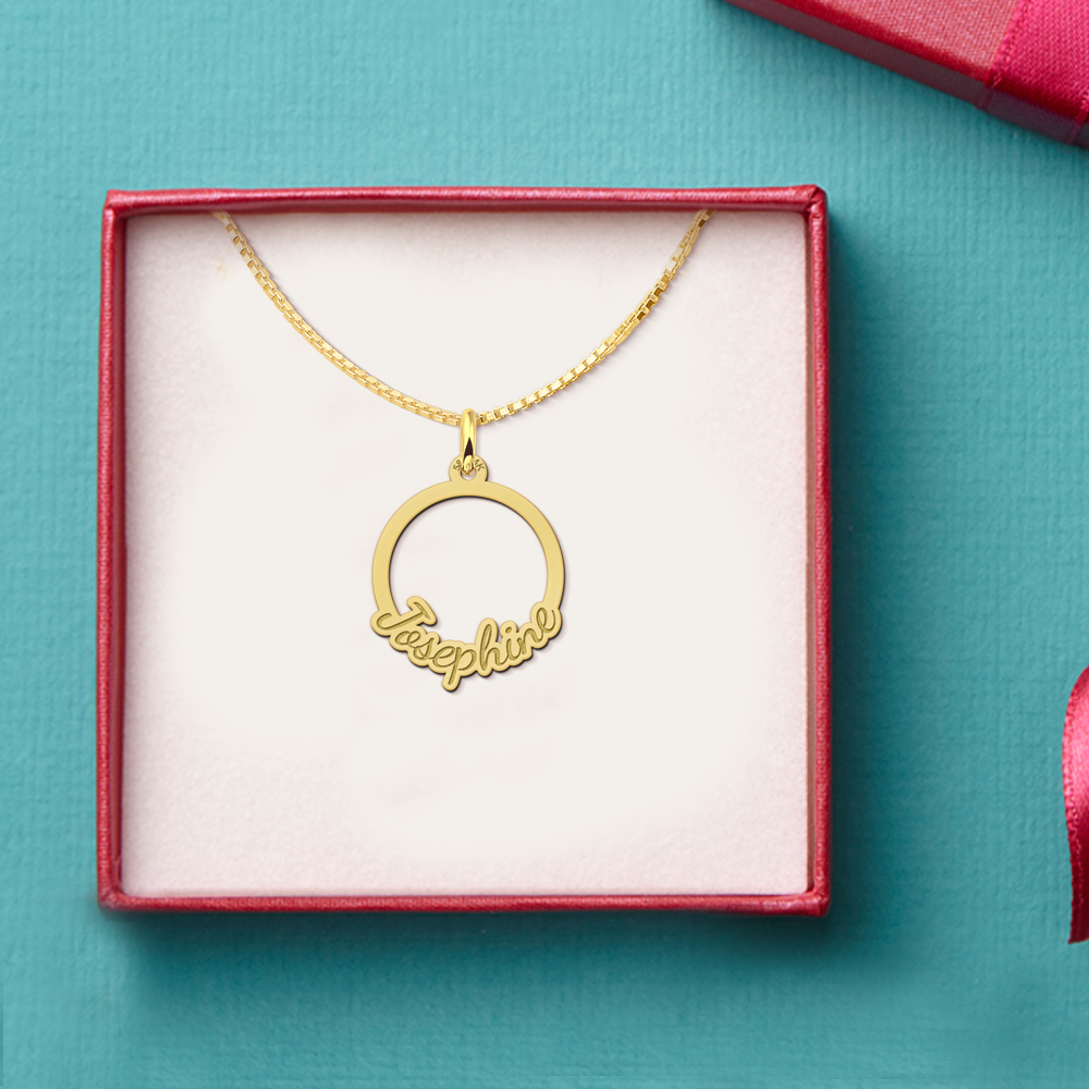 Gouden communie hanger met naam