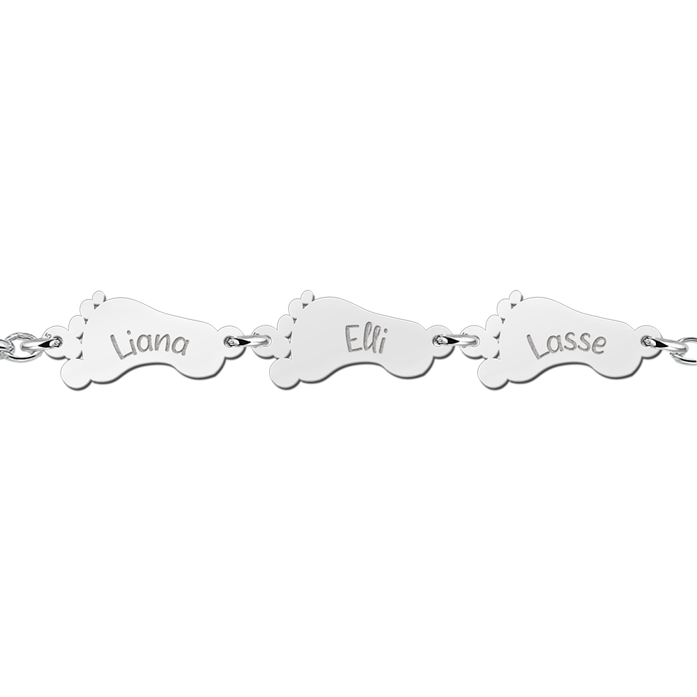 Zilveren armband met baby voetjes