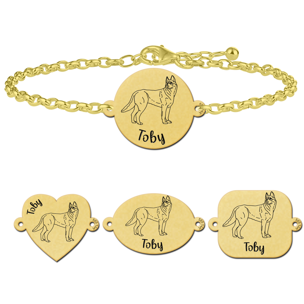 Gouden armband met gravure Husky