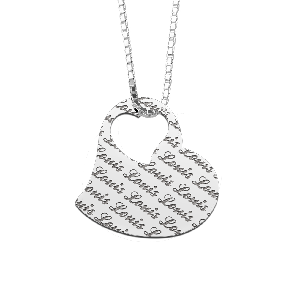 Zilveren naamhanger repeat hart met collier 45-50cm Zilveren naamhanger repeat hart met collier 45-50cm