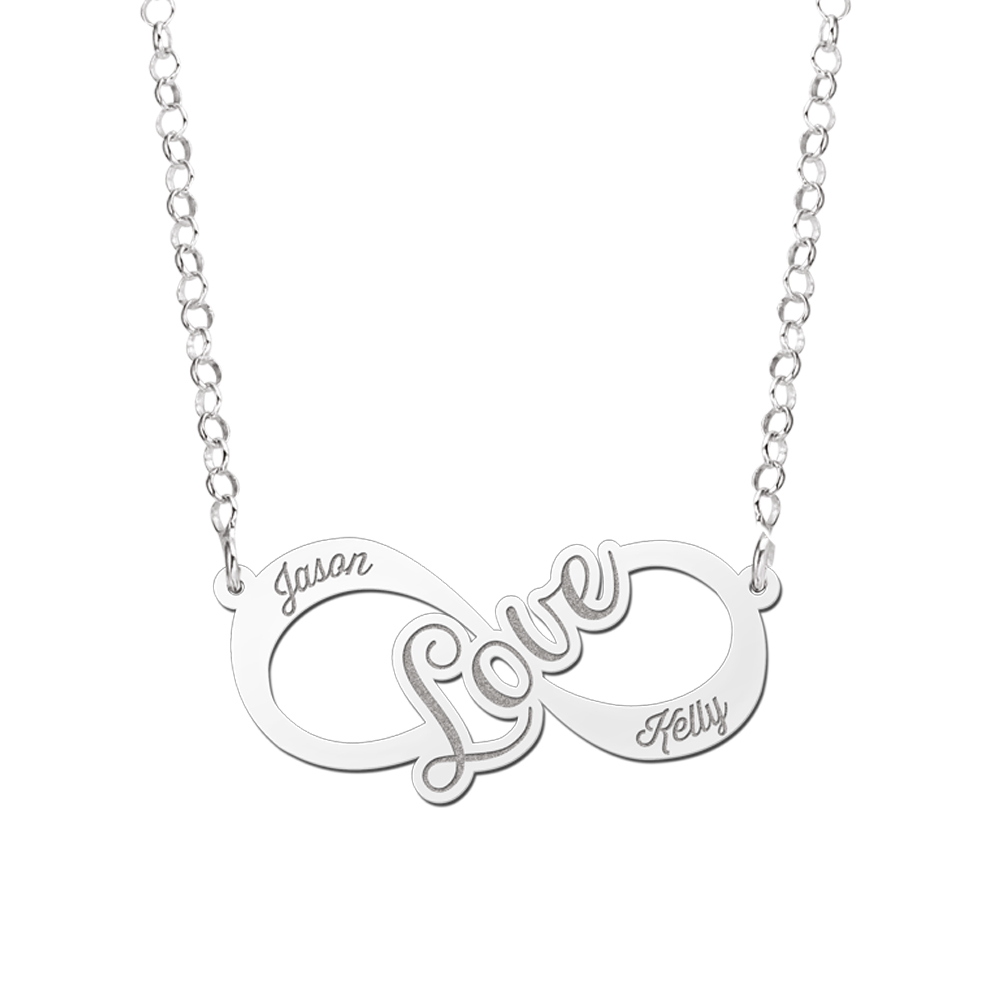 Zilveren infinity ketting love