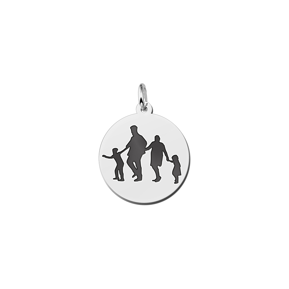 Ronde hanger met silhouette foto zilver