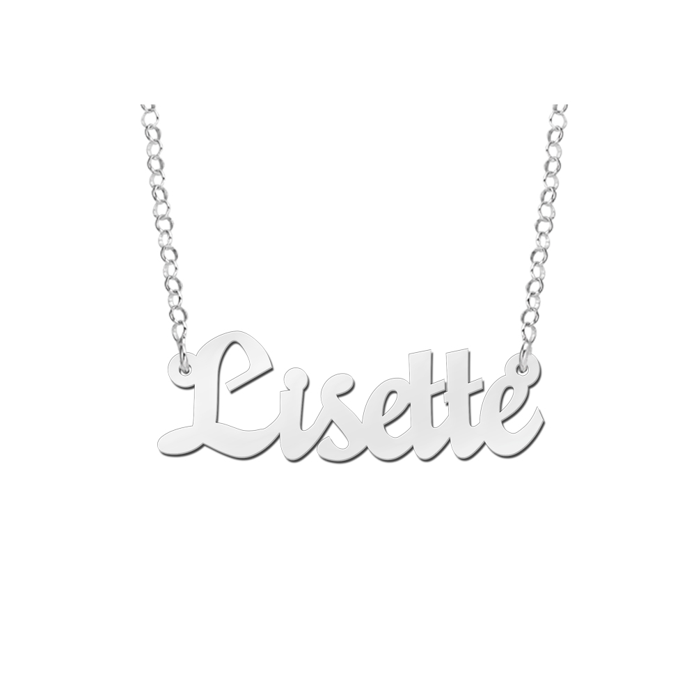 Zilveren naamketting model Lisette Zilveren naamketting model Lisette