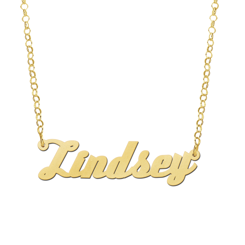 Vergulde naamketting model Lindsey