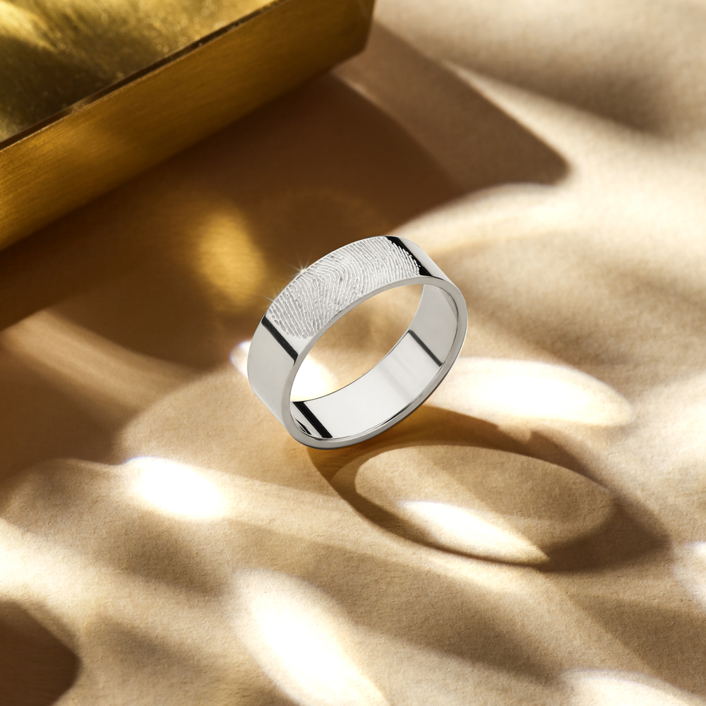 Ring met vingerafdruk zilver - 6 mm vlak
