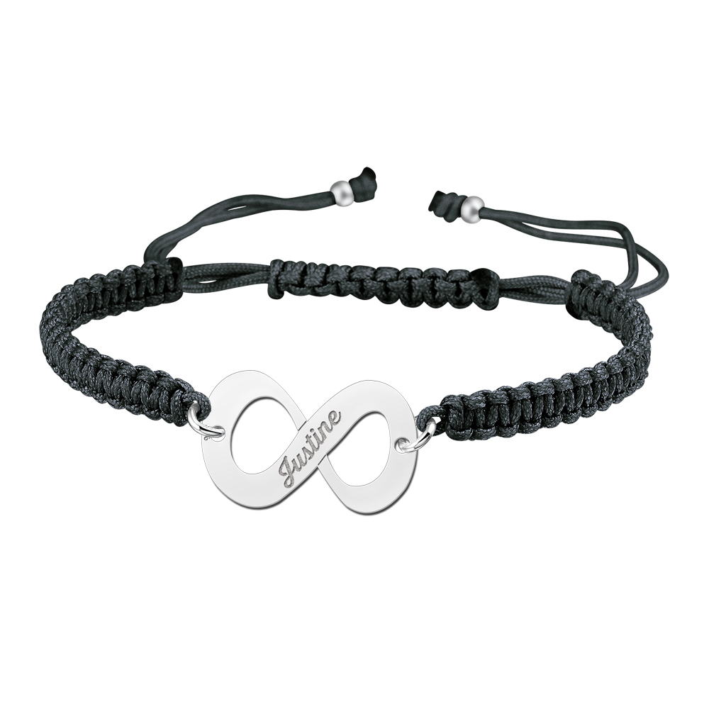 Zilveren infinity armband shamballa