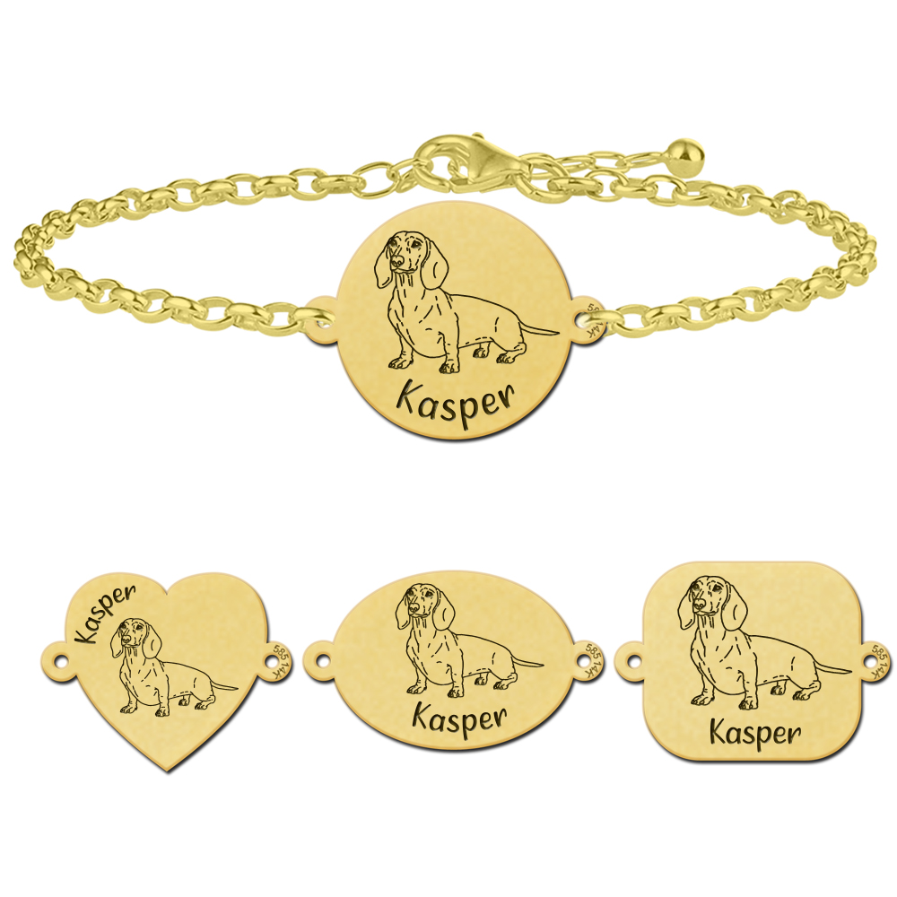 Gouden honden armband teckel