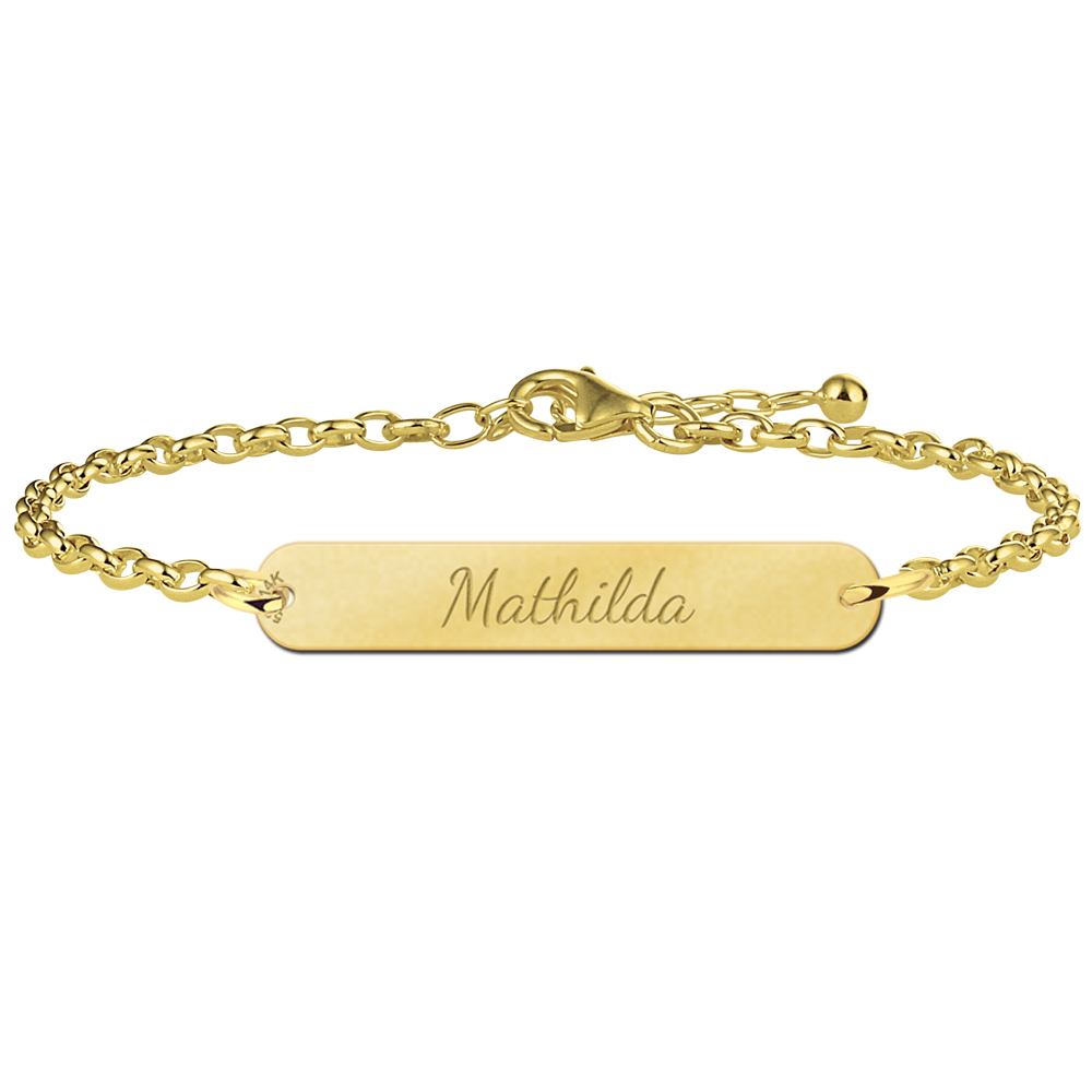 Gouden bar armband met naam