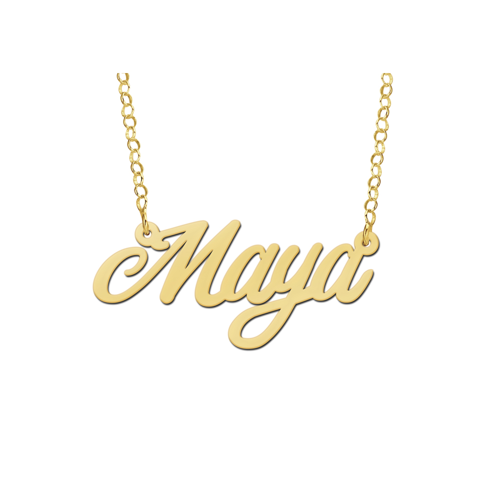 Gouden naamketting model Maya