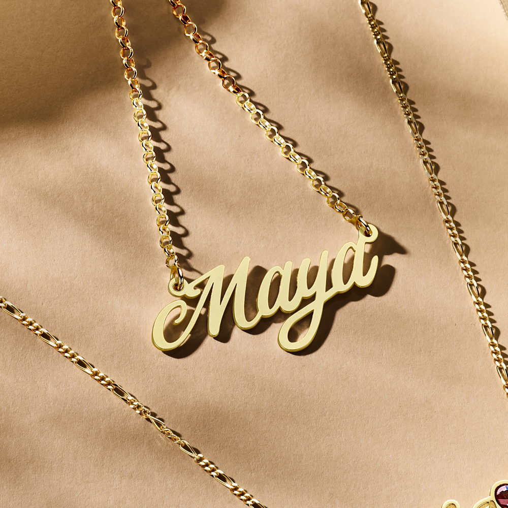 Gouden naamketting model Maya