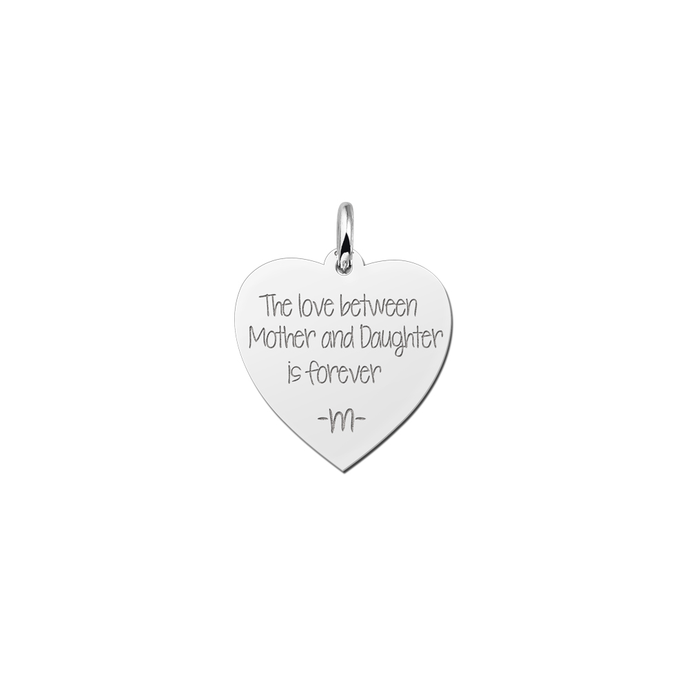 Zilveren Hart Hanger met Tekst Graveren Zilveren Hart Hanger met Tekst Graveren