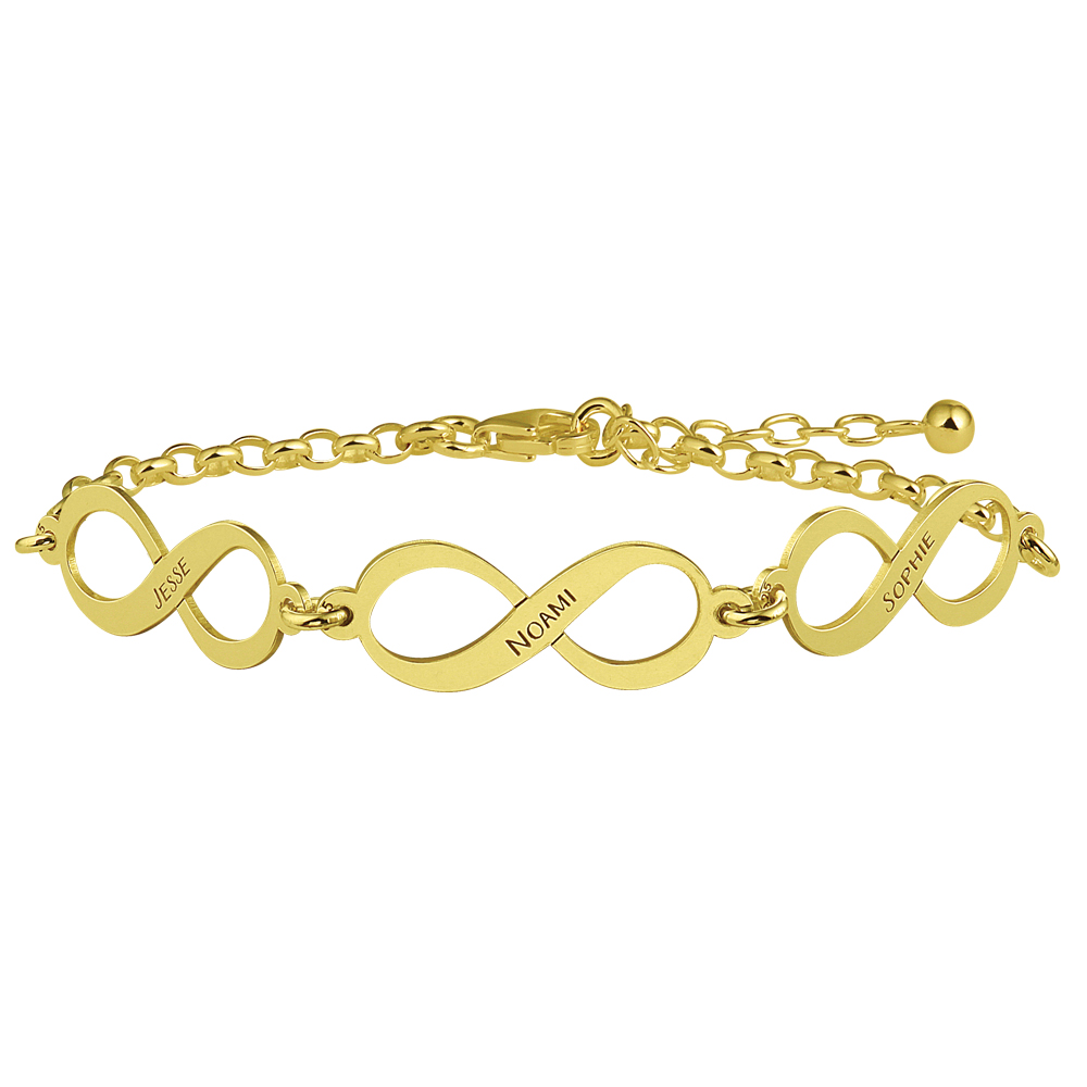 Gouden armband infinity 3 namen