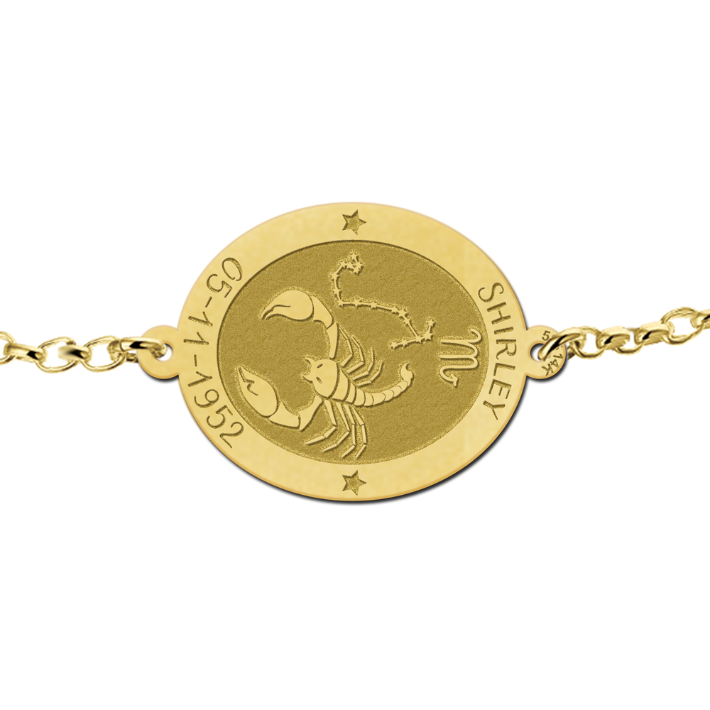 Gouden sterrenbeeld armband ovaal Schorpioen