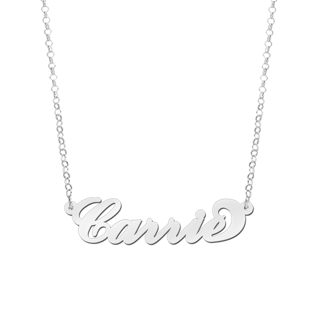 Zilveren naamketting Carrie style