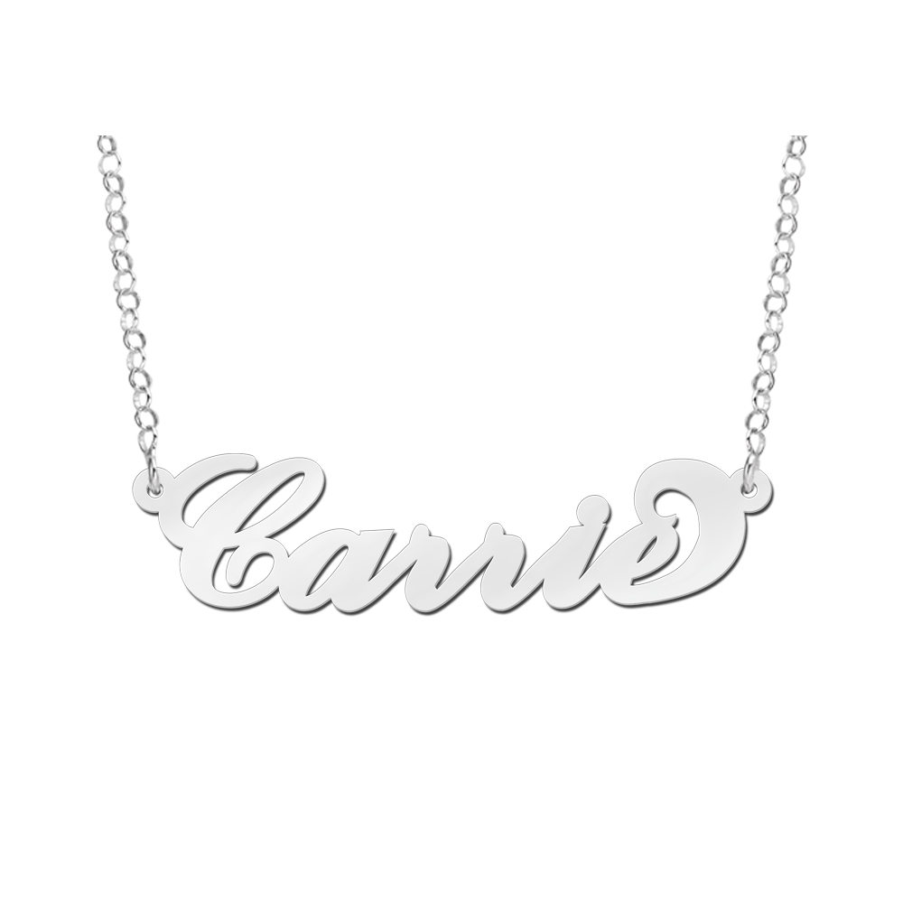 Zilveren naamketting Carrie style