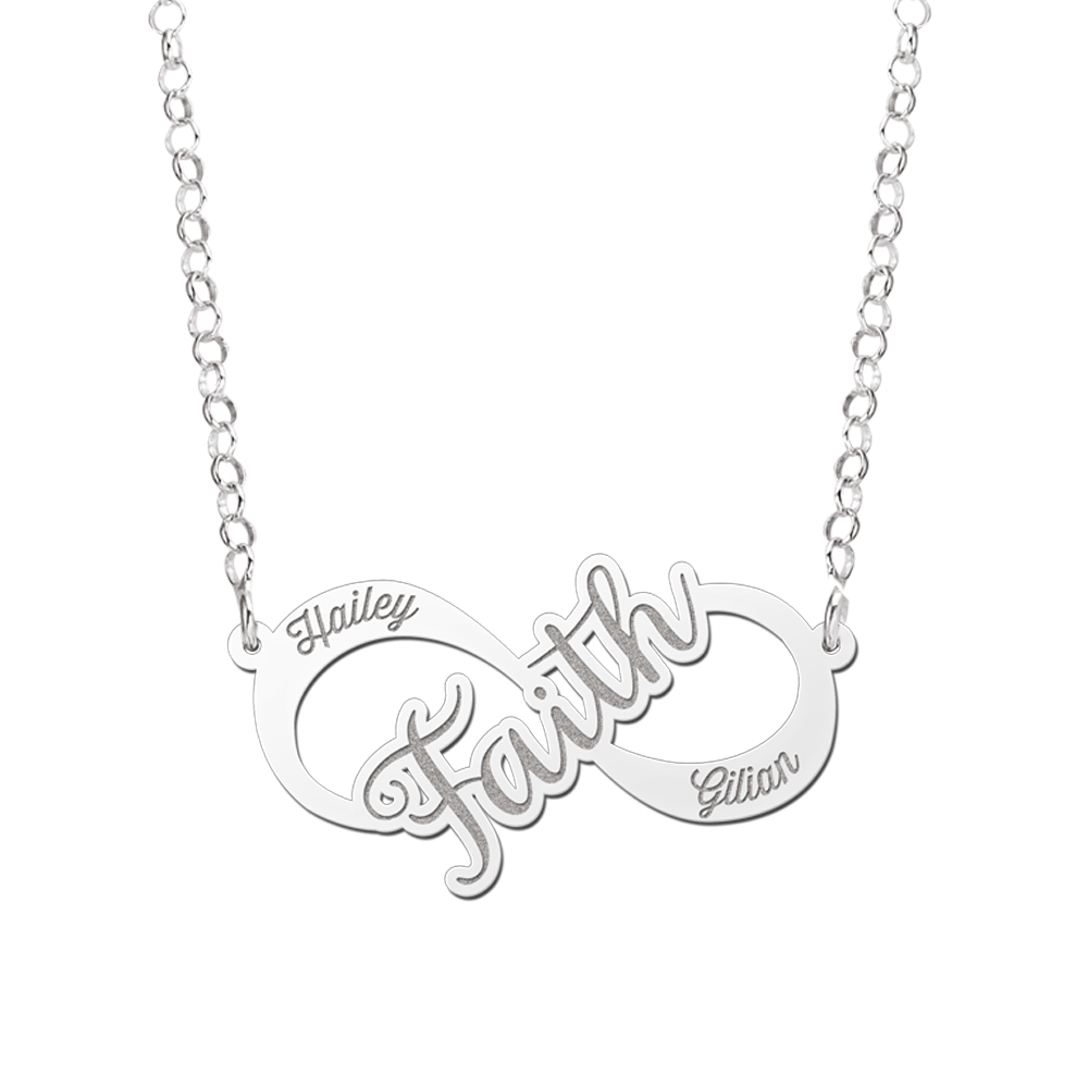 Zilveren infinity ketting faith