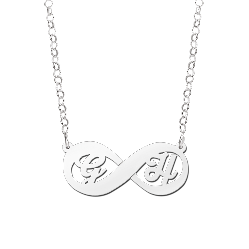Zilveren hanger infinity initialen