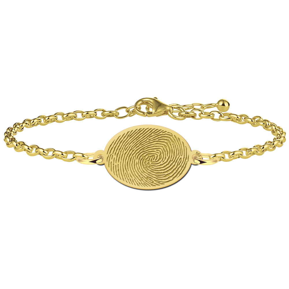 Gouden armband met vingerafdruk ovaal