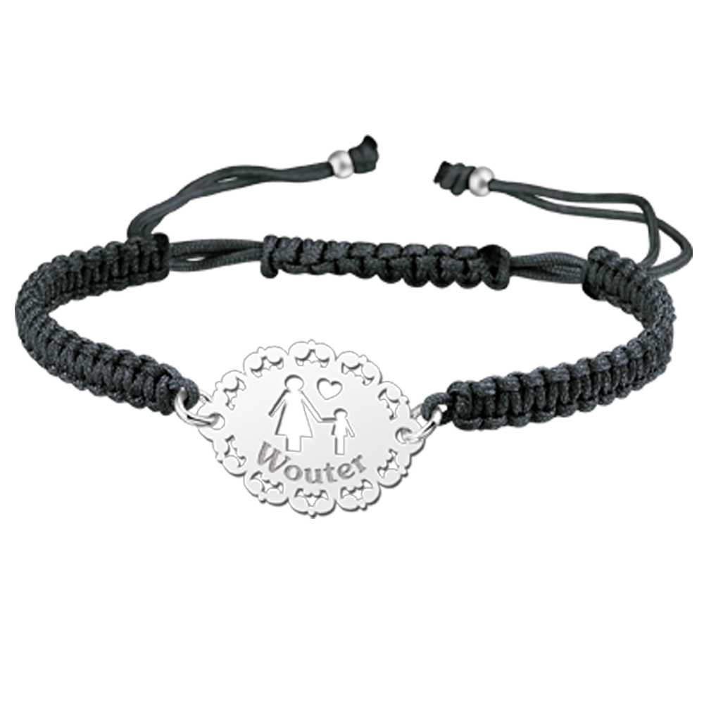 Zilveren shamballa armband moeder zoon