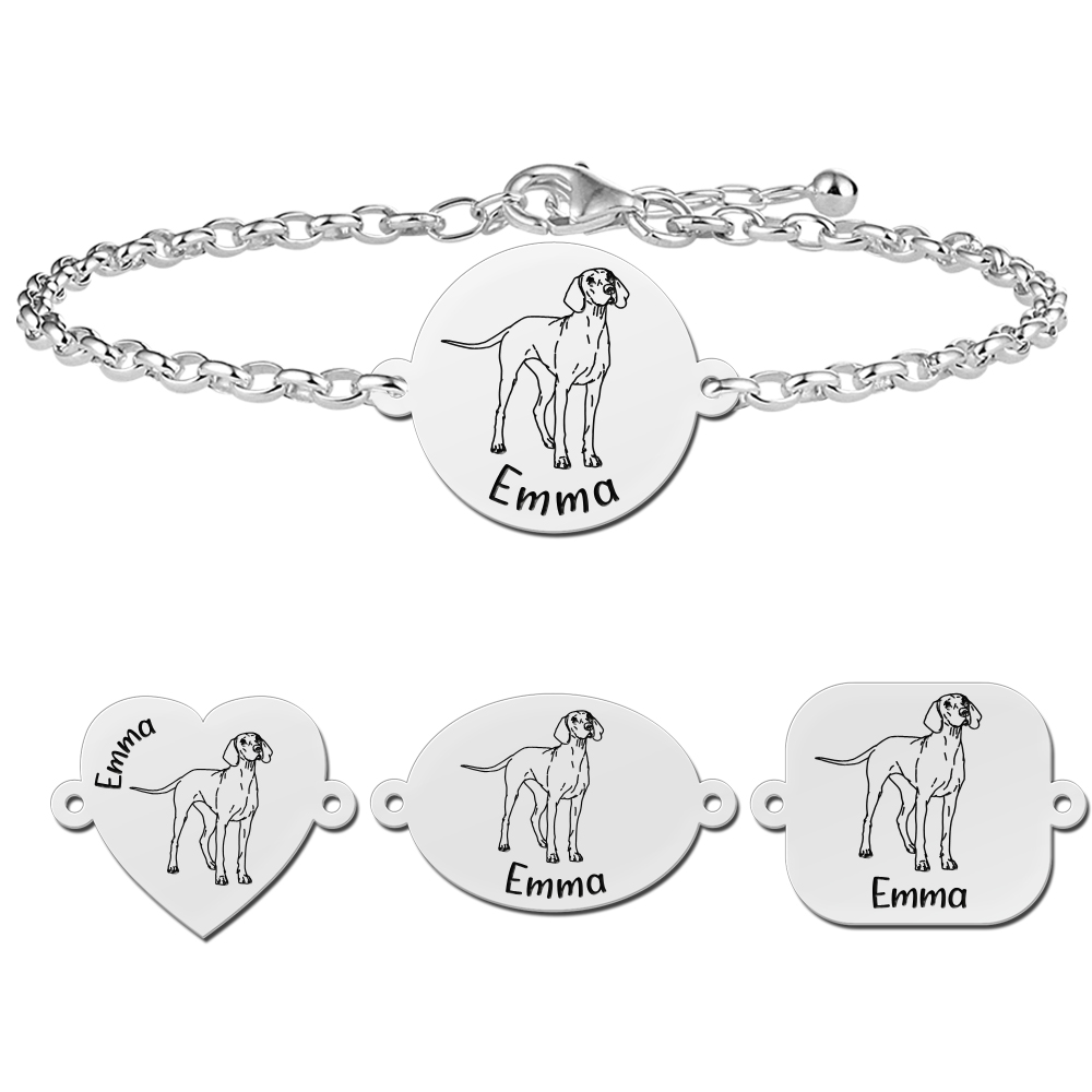 Zilveren honden armband Weimaraner