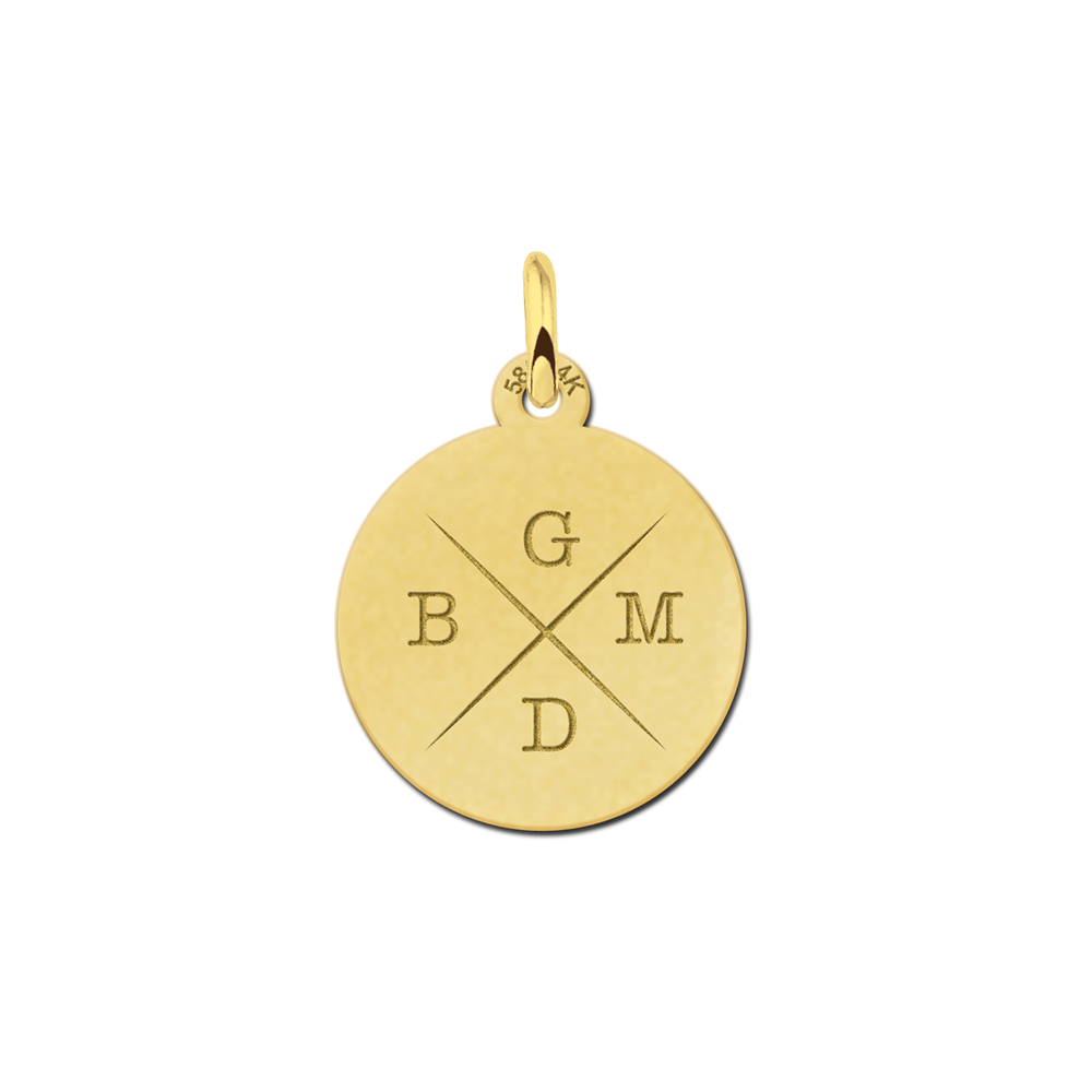 Initialen ketting van goud met vier initialen