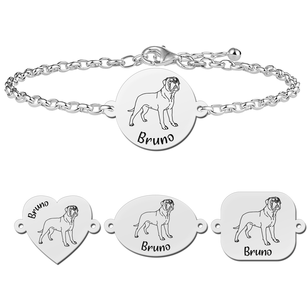 Zilveren honden armband Mastiff