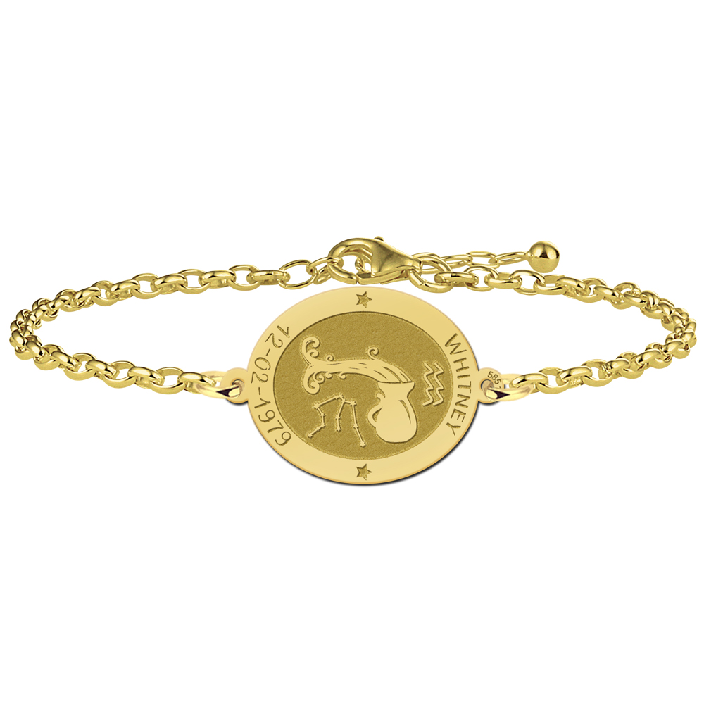 Gouden armband sterrenbeeld ovaal Waterman