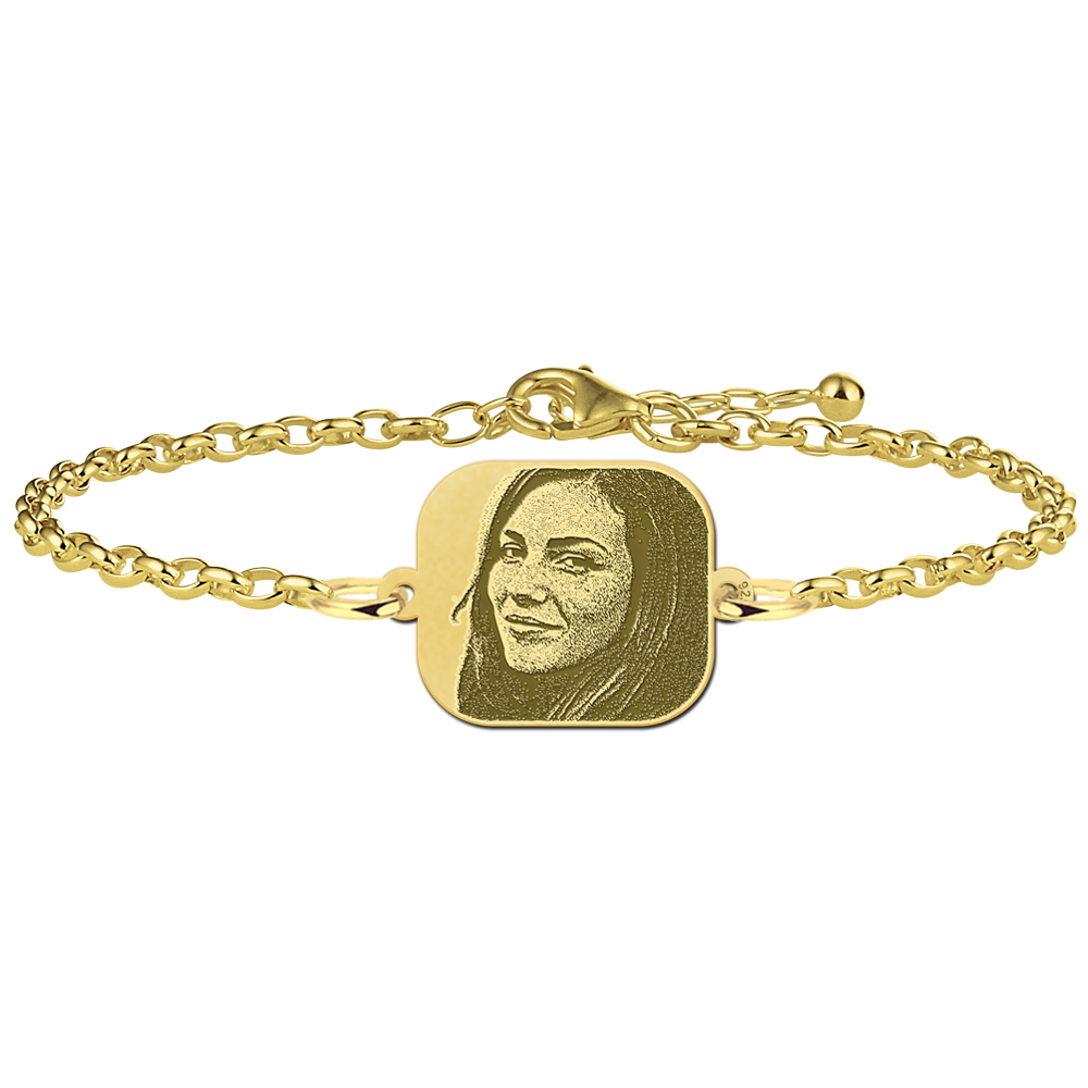 Vergulde rechthoekige armband met foto