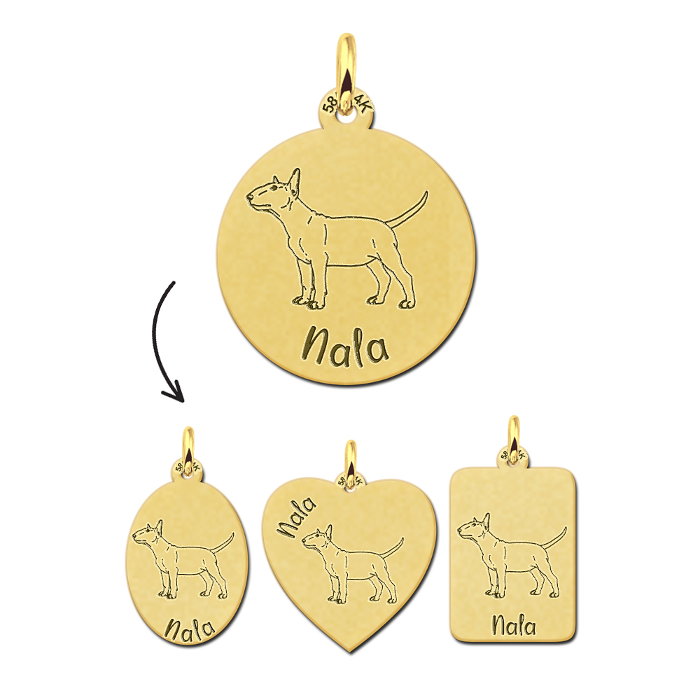 Gouden hanger met hond Bull Terrier