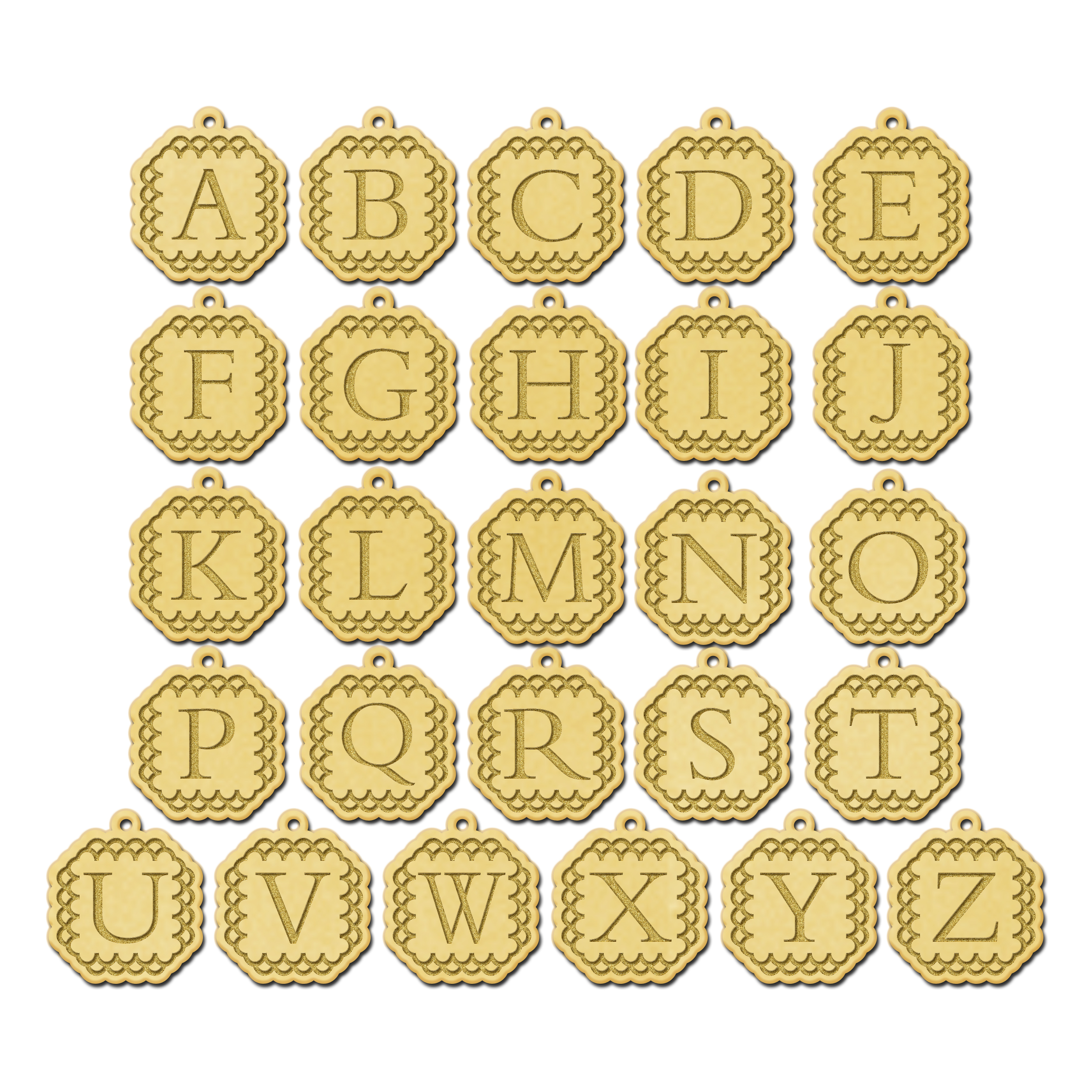 Gouden letter hanger bewerkte rand