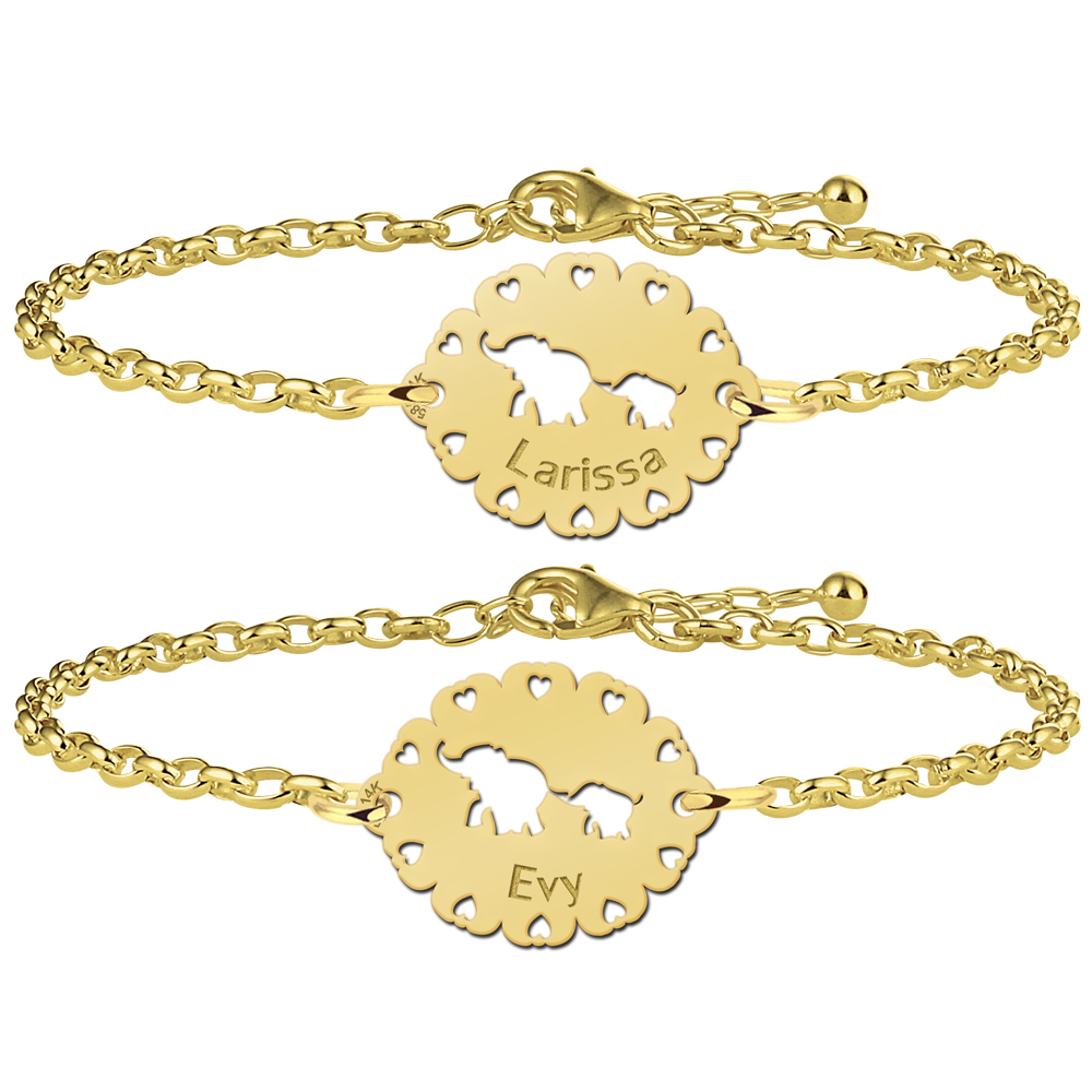 Gouden moeder-en-dochter-armbandjes met olifantjes