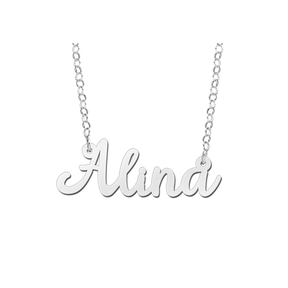 Zilveren naamketting met naam Alina Zilveren naamketting met naam Alina