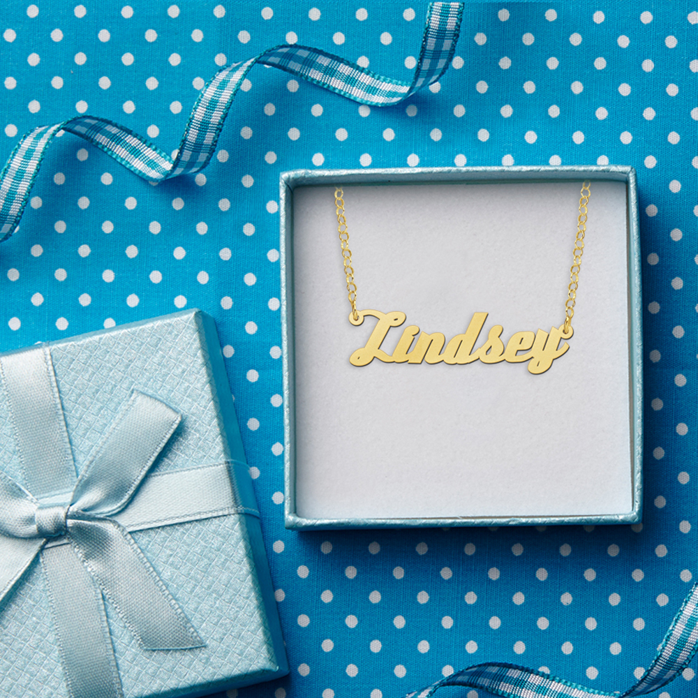 Gouden naamketting model Lindsey