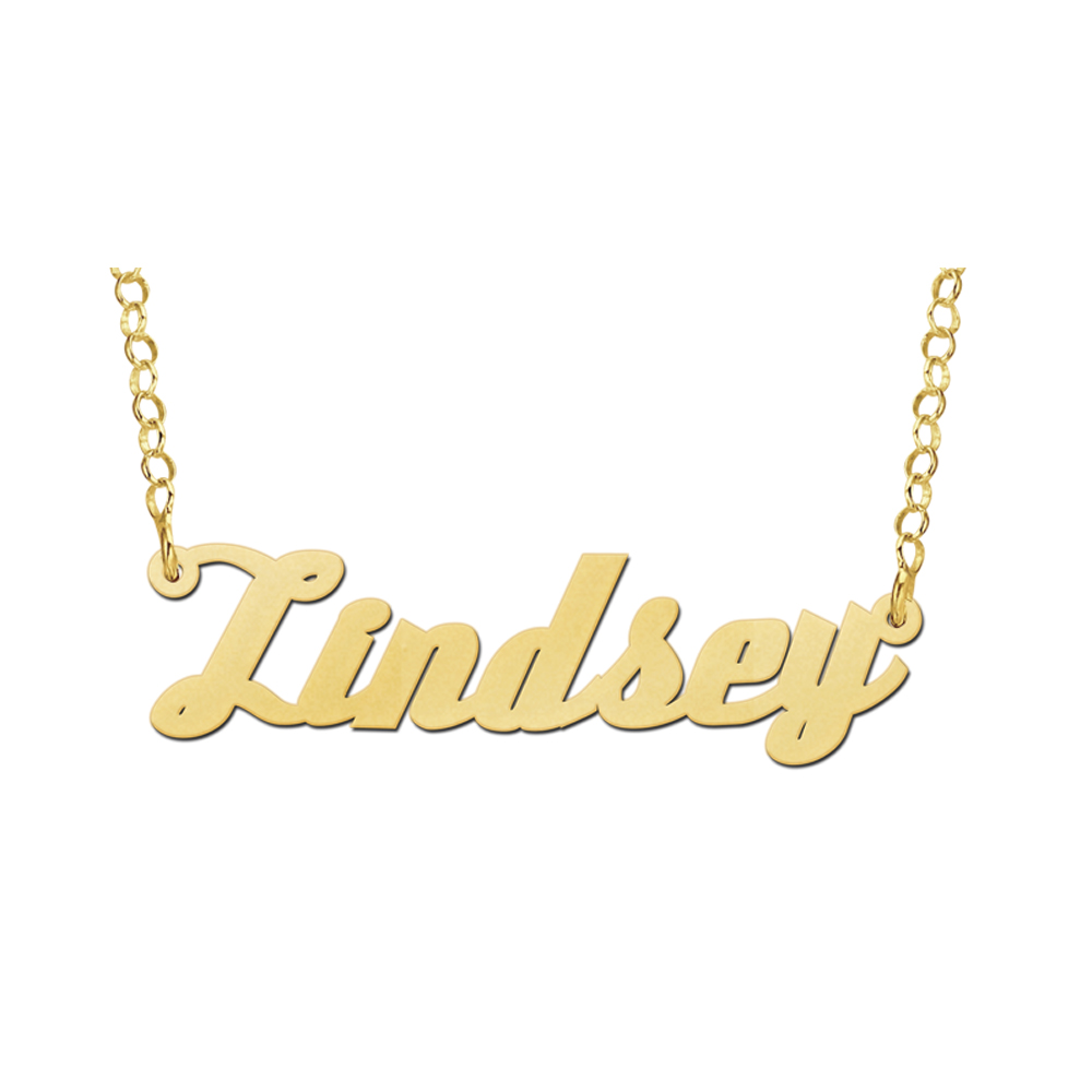 Gouden naamketting model Lindsey