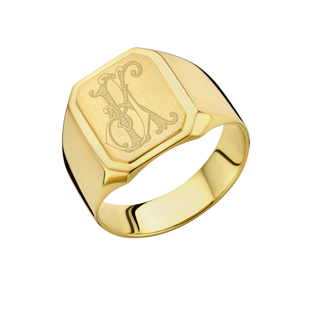 Gouden zegelring met monogram - achthoekig