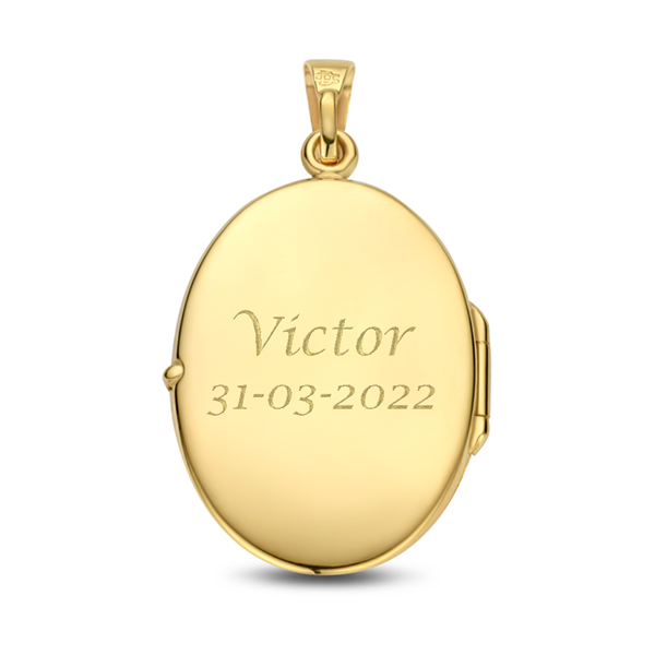 Gouden Medaillon in ovale vorm met gravure - groot