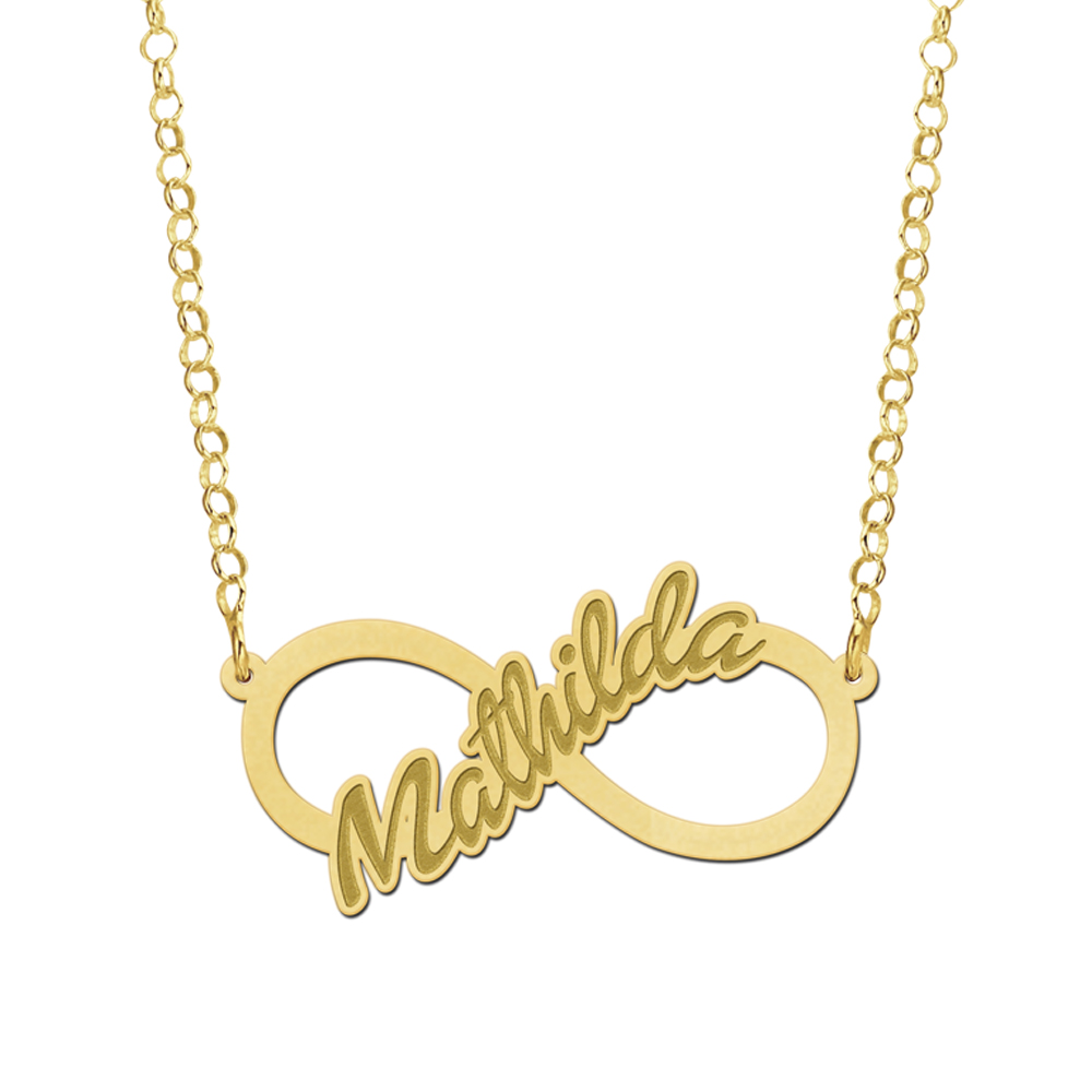 Gouden Infinity ketting met geschreven naam