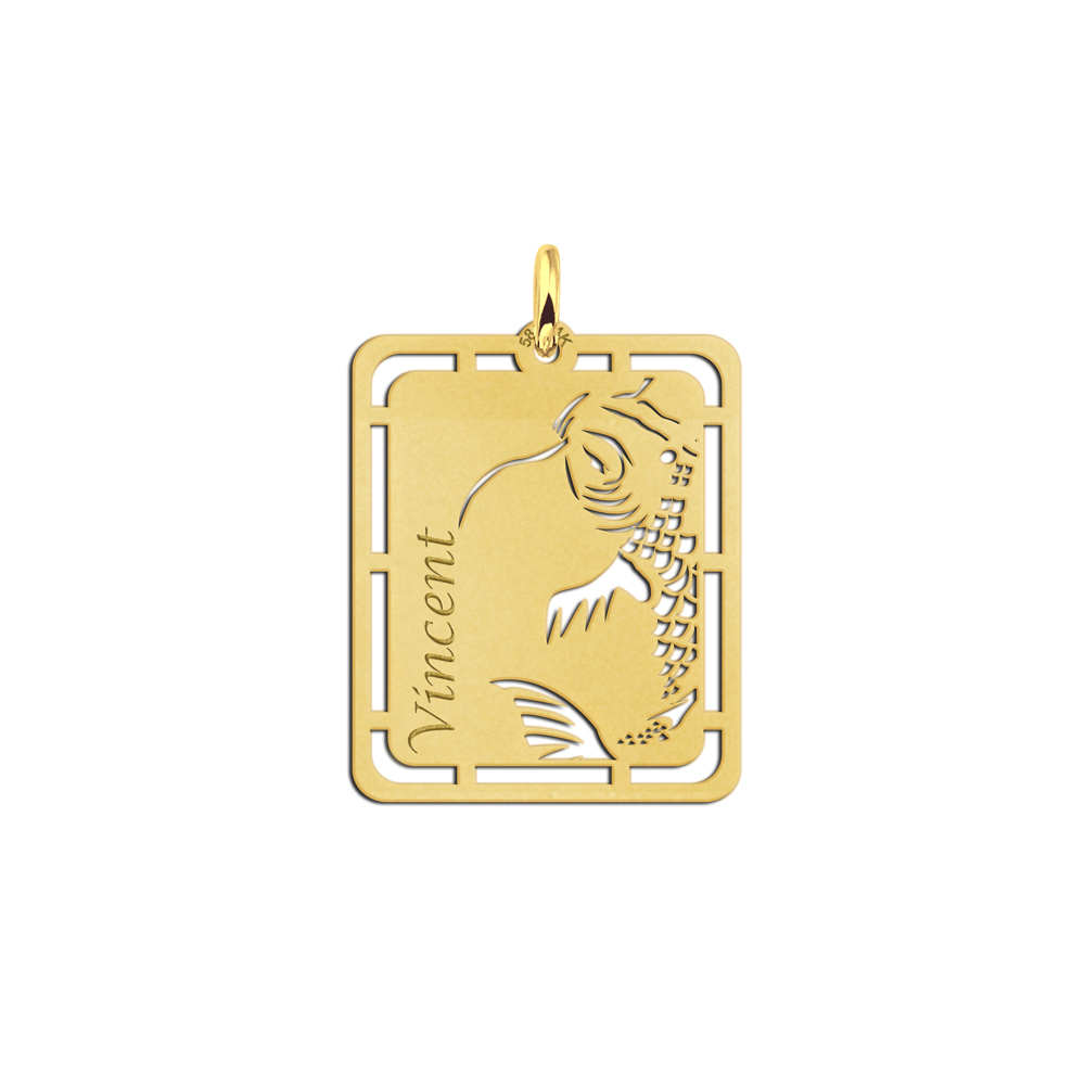Gouden hanger Koi karper graveren met naam Gouden hanger Koi karper graveren met naam