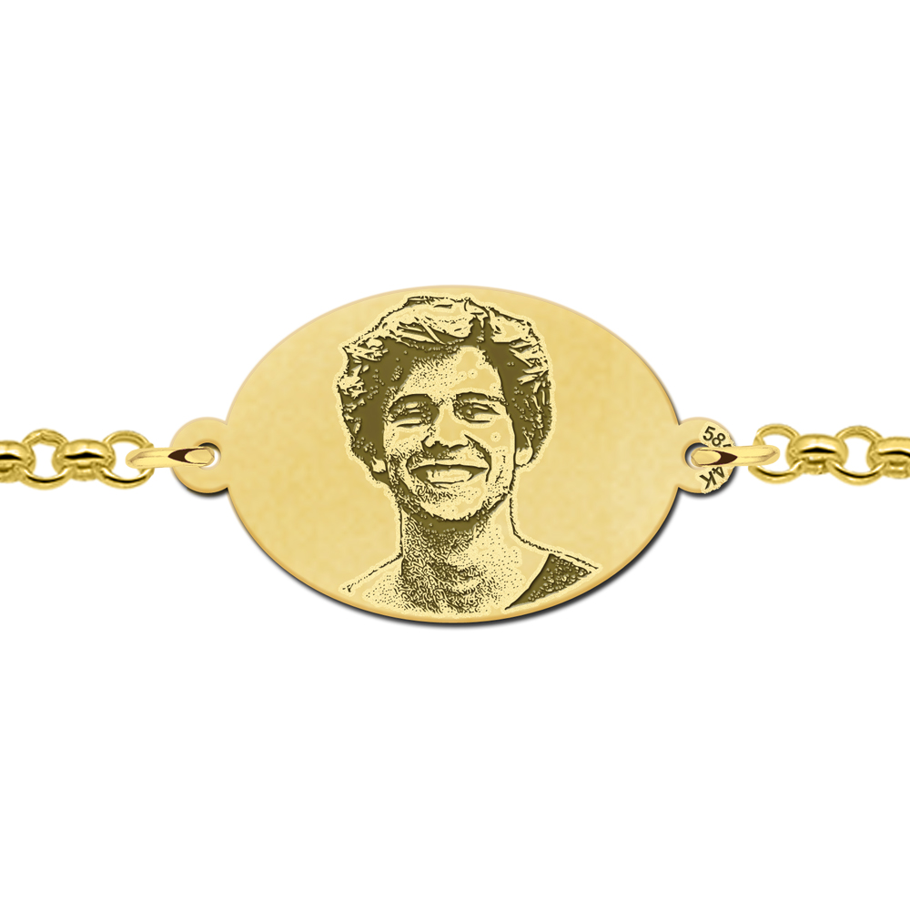 Gouden foto armband ovaal