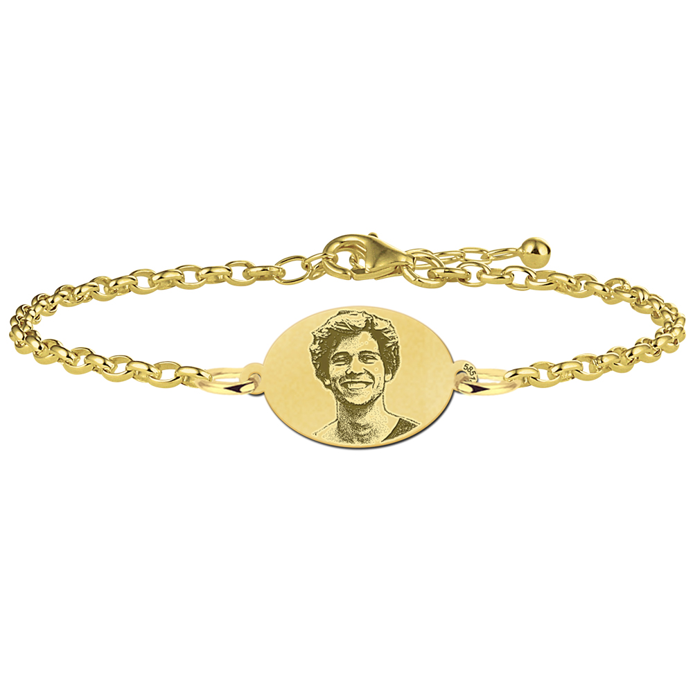 Gouden foto armband ovaal