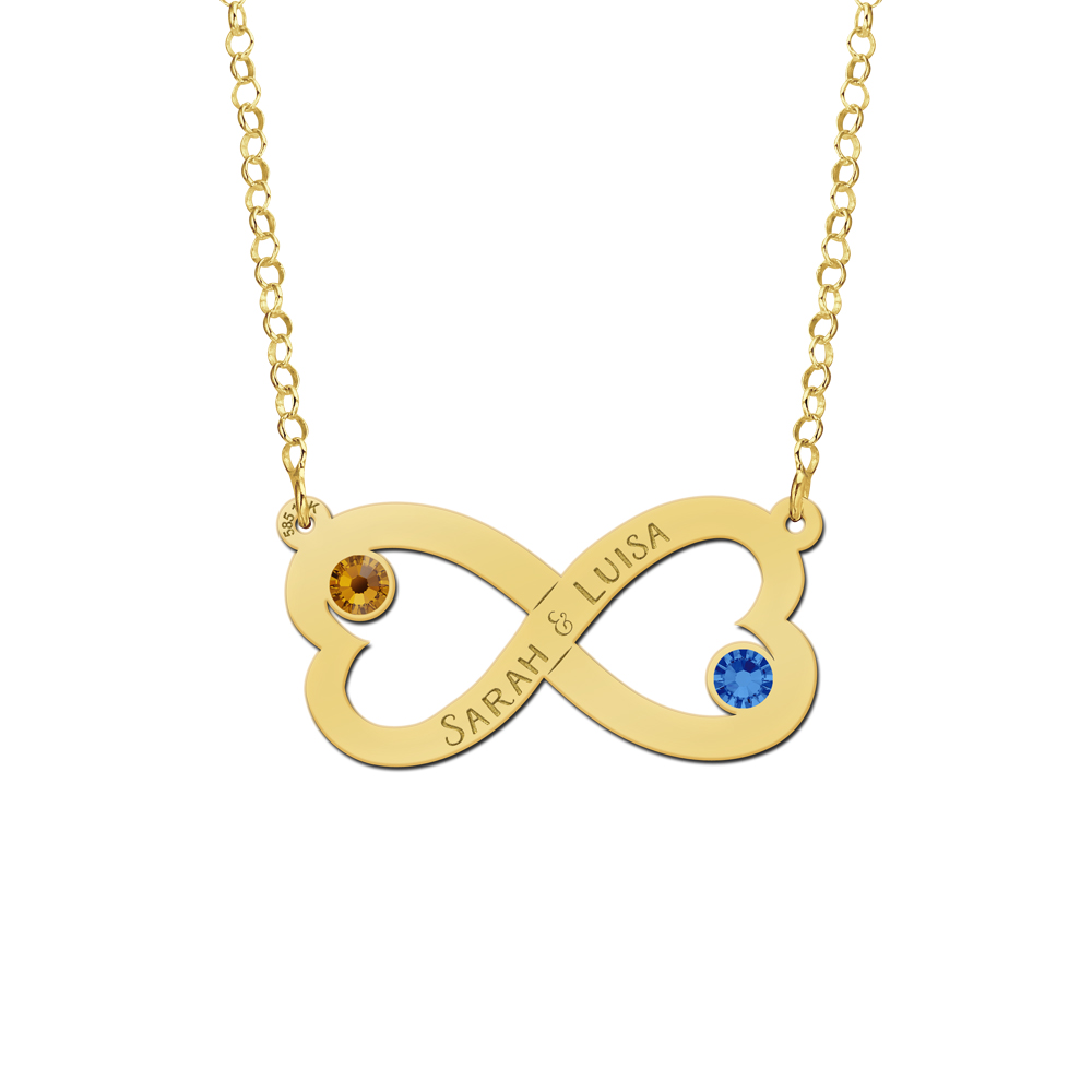 Infinity ketting met geboortesteen van goud